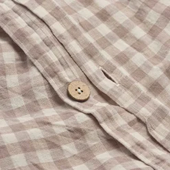 Gingham Bedding|Linen Bedding>Piglet in Bed Linen Blend Duvet Cover Mushroom Gingham