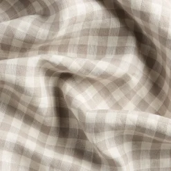 Curtains>Piglet in Bed Linen Blend Curtains (Pair) Mushroom Gingham