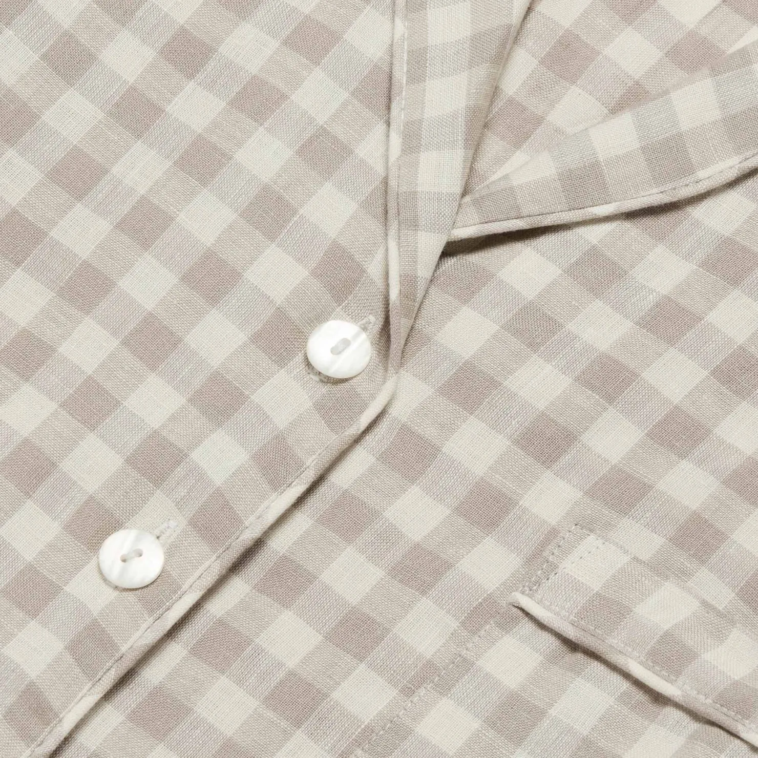 Linen Pajamas|Gingham Pajamas>Piglet in Bed Pajama Shirt Mushroom Gingham