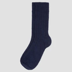 Linen Pajamas>Piglet in Bed Navy Alpaca Socks
