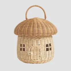 Toys>Piglet in Bed Oatmeal Mushroom Basket
