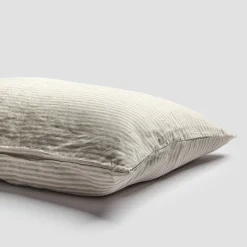 Striped Bedding|Linen Bedding>Piglet in Bed 100% Linen Pillowcases (Pair) Oatmeal Stripe