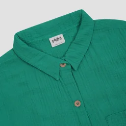 Pajama Sets>Piglet in Bed Cotton Gauze Women's Pajama Shorts Set Ocean Green