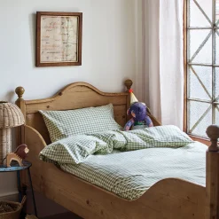 Gingham Bedding|Kids Bedding>Piglet in Bed Pear Kids Gingham Cotton Bedding Set Pear Small Gingham