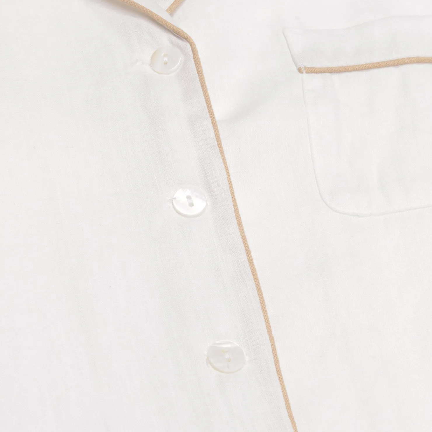 Night Dresses|Linen Pajamas>Piglet in Bed Linen Night Shirt Pearl
