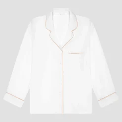 Linen Pajamas>Piglet in Bed Linen Pajama Shirt Pearl