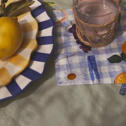 Table Linens>Piglet in Bed Printed Linen Coasters Set of 4 Picnic Alfresco