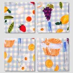 Table Linens>Piglet in Bed Printed Linen Coasters Set of 4 Picnic Alfresco