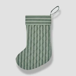 Christmas Decorations|Christmas Decorations>Piglet in Bed Christmas Stocking Pine Green Pembroke Stripe