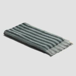 Striped Towels|Towels>Piglet in Bed Washcloth Pine Green Pembroke Stripe