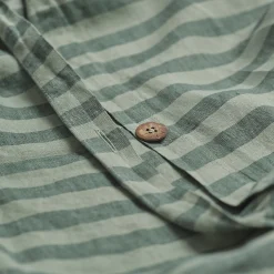 Striped Bedding|Linen Bedding>Piglet in Bed Pine Green Stripe 100% Linen Duvet Cover Pine Green Pembroke Stripe