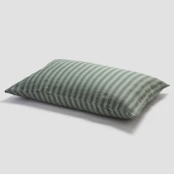 Striped Bedding|Linen Bedding>Piglet in Bed Pine Green Stripe 100% Linen Pillowcases (Pair) Pine Green Pembroke Stripe