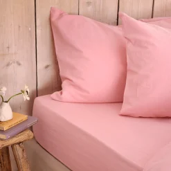 Fitted Sheets>Piglet in Bed Linen Blend Fitted Sheet Pink Bloom