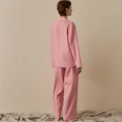Linen Pajamas>Piglet in Bed Linen Pajama pants Pink Bloom