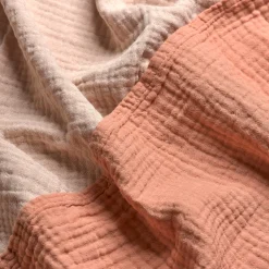 Blankets & Throws|Blankets & Throws>Piglet in Bed Pink Clay & Birch Textured Cotton Throw Pink Clay Birch