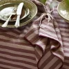 Christmas Tablescapes>Piglet in Bed Linen Blend Napkins Set of 4 Plum Wine Amberley Stripe