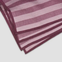 Christmas Tablescapes>Piglet in Bed Linen Blend Napkins Set of 4 Plum Wine Amberley Stripe