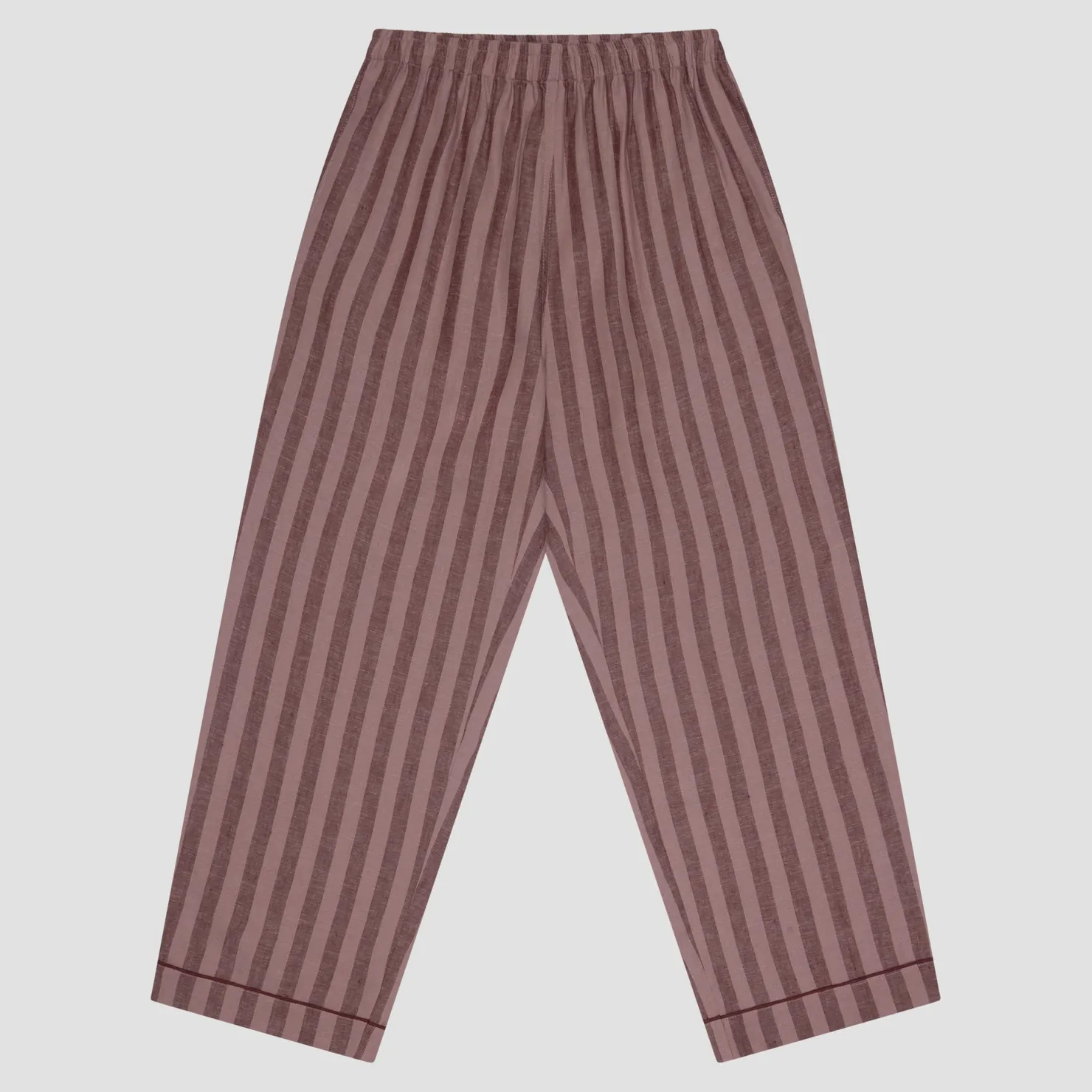 Linen Pajamas>Piglet in Bed d Linen Pajama pants Port & Woodrose Stripe