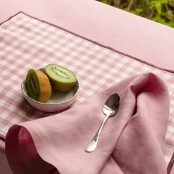 Table Linens>Piglet in Bed 100% Linen Napkins Set of 4 Raspberry