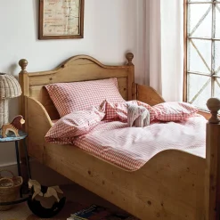 Gingham Bedding|Kids Bedding>Piglet in Bed Kids Gingham Cotton Bedding Set Red Dune