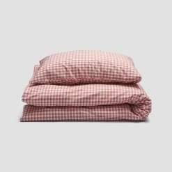 Gingham Bedding|Kids Bedding>Piglet in Bed Kids Gingham Cotton Bedding Set Red Dune