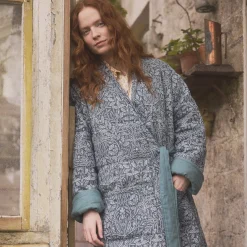 Linen Pajamas|Robes>Piglet in Bed River Wandle Pure Acorn Linen Housecoat Pure Acorn River Wandle