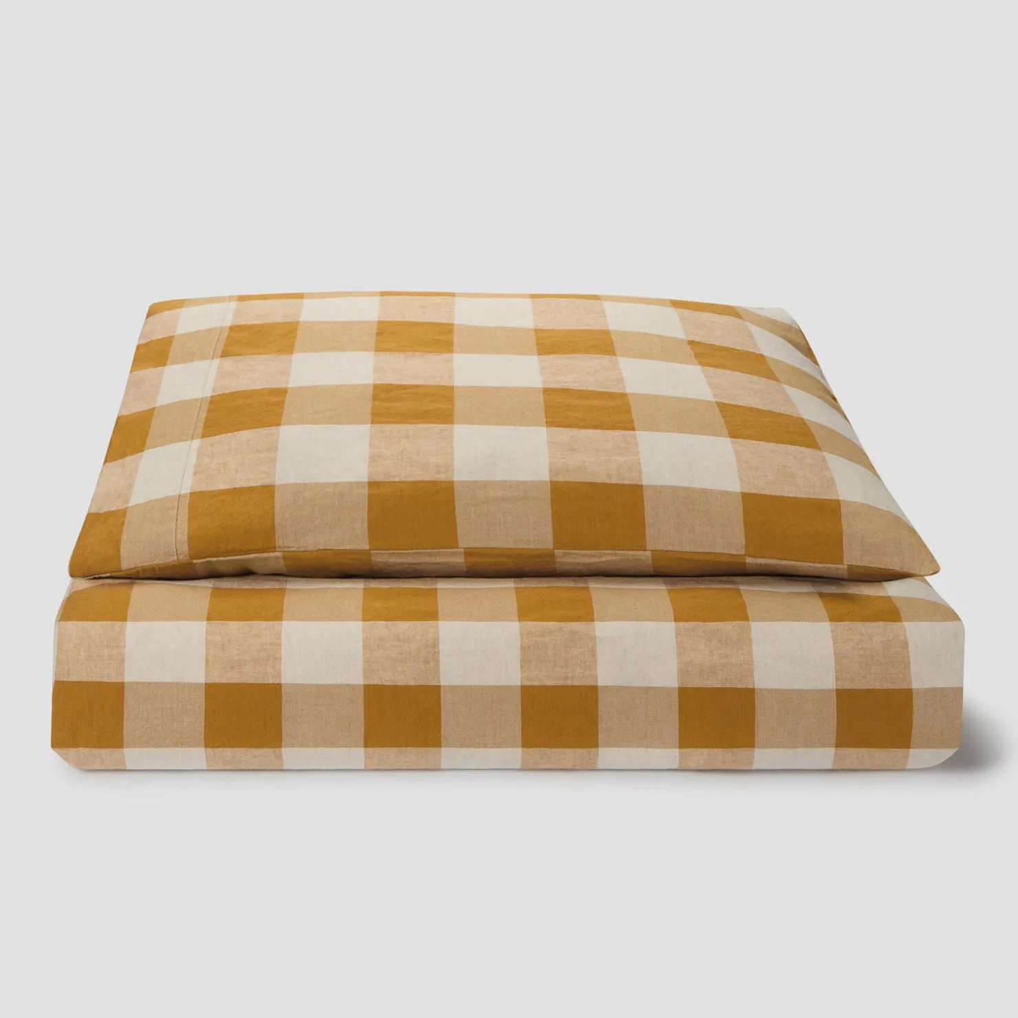 Linen Bedding|Kids Bedding>Piglet in Bed Russet Yellow/Oatmeal Kids Emsworth Linen Blend Bedding Set Russet Yellow Emsworth Plaid