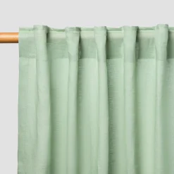 Curtains>Piglet in Bed Linen Blend Curtain (Pair) Sage Green