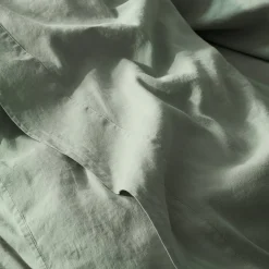 Linen Bedding|Flat Sheets>Piglet in Bed Linen Blend Flat Sheet Sage Green