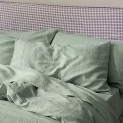 Linen Bedding|Pillowcases>Piglet in Bed Linen Blend Pillowcase (Pair) Sage Green