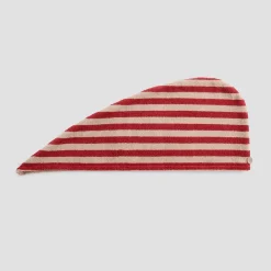Accesssories|Striped Towels>Piglet in Bed Cotton Hair Wrap Sandstone Red Pembroke Stripe