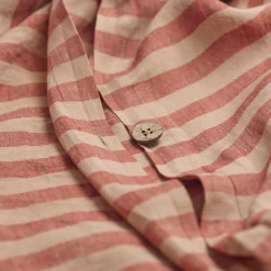 Striped Bedding|Linen Bedding>Piglet in Bed Linen Blend Duvet Cover Sandstone Red Pembroke Stripe
