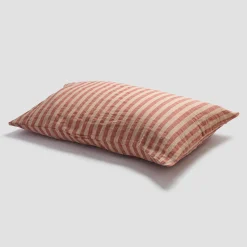 Striped Bedding|Pillowcases>Piglet in Bed Sandstone Red Stripe 100% Linen Pillowcases (Pair) Sandstone Red Pembroke Stripe