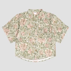 Pajama Sets|Linen Pajamas>Piglet in Bed Soft Sage Honeysuckle Linen Women’s Pajama Shorts Set Honeysuckle Soft Sage