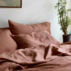 Linen Bedding|Pillowcases>Piglet in Bed Linen Blend Pillowcases (Pair) Toffee Waffle Chambray