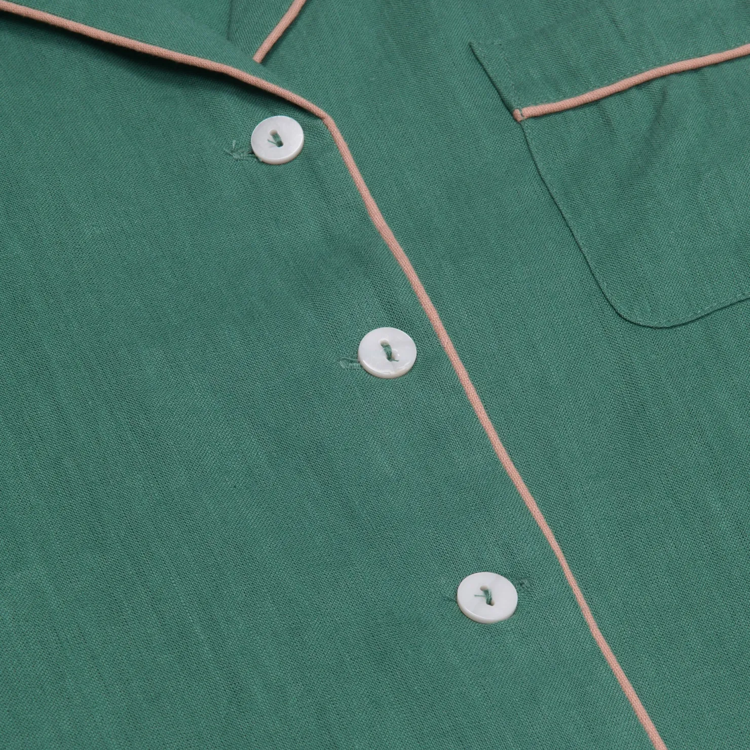 Night Dresses|Linen Pajamas>Piglet in Bed Linen Night Shirt Tranquil Green