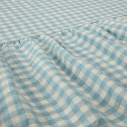 Gingham Bedding|Bed Skirts>Piglet in Bed Linen Blend Bed Skirt Warm Blue Gingham