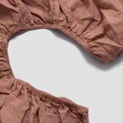 Linen Bedding|Fitted Sheets>Piglet in Bed Linen Blend Fitted Sheet Warm Clay