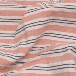 Striped Bedding|Linen Bedding>Piglet in Bed Linen Blend Fitted Sheet Warm Clay Somerley Stripe