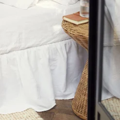 Bed Skirts>Piglet in Bed Linen Blend Bed Skirt White