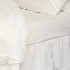 Linen Bedding|Fitted Sheets>Piglet in Bed Linen Blend Fitted Sheet White