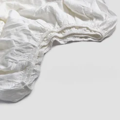 Linen Bedding|Fitted Sheets>Piglet in Bed Linen Blend Fitted Sheet White